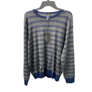 State Fusio XXL Gray Blue Striped Sweater - Men's Pullover